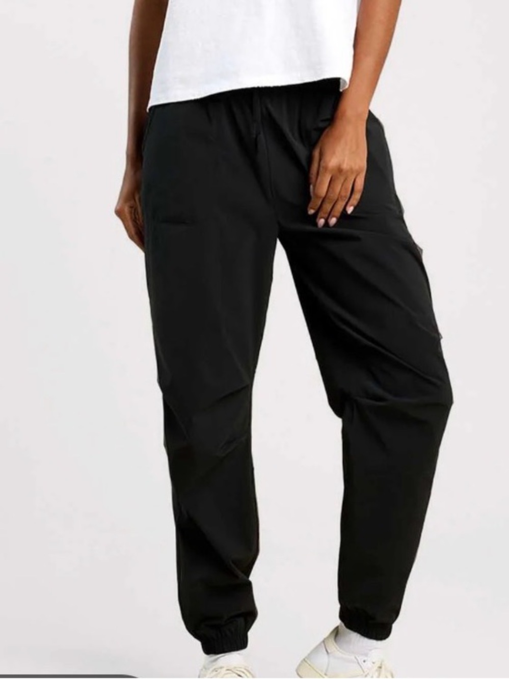 nuuds Women's Black Jogger Pants with Elastic Ankles